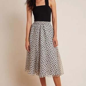 Anthropologie Black and White Midi Skirt